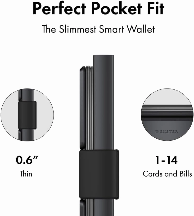 Ekster Cardholder Pro All-Metal Wallet for Men | Metal Wallets with RFID Blocking Layer | Slim & Minimalist Aluminum Wallet with Push Button for Quick Card Access | Space Grey