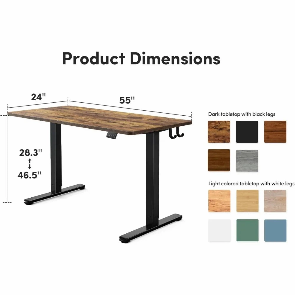 Electric Standing Desk, 55 x 24 Inches Height Adjustable Stand-up Desk,