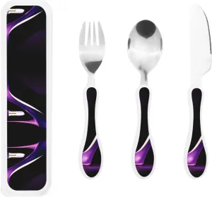 Elegant Purple High Heels Print Knife, Fork and Spoon Set - Stainless Steel Flatware Set, Safe Silverware with Silicone Handle