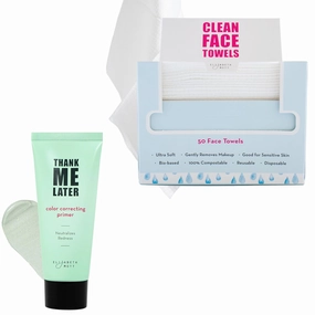 Elizabeth Mott - Thank Me Later Color Correcting Face Primer 30g and Thank Me Later Clean Face Towels - Cruelty Free - (2 - Pack Bundle)