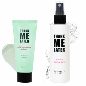 Elizabeth Mott - Thank Me Later Color Correcting Face Primer (30g) and Thank Me Later Face Makeup Setting Spray (95ml) - Cruelty Free - (2-Pack Bundle)