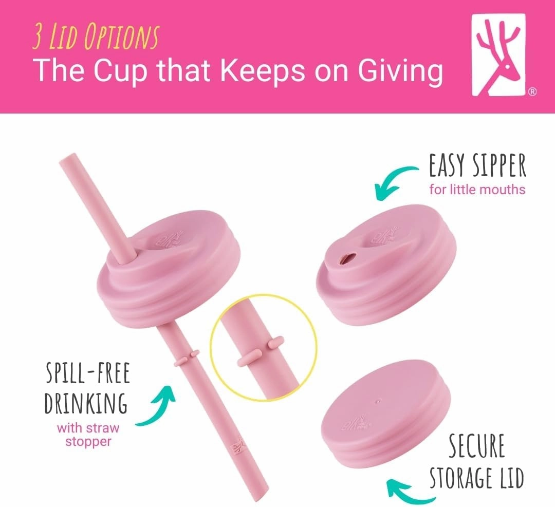 Elk and Friends Kids & Toddler Cups | The Original Glass Mason jars 8 oz with Silicone Sleeves & Silicone Straws with Stoppers | Smoothie Cups | Spill Proof Sippy Cups for Toddlers