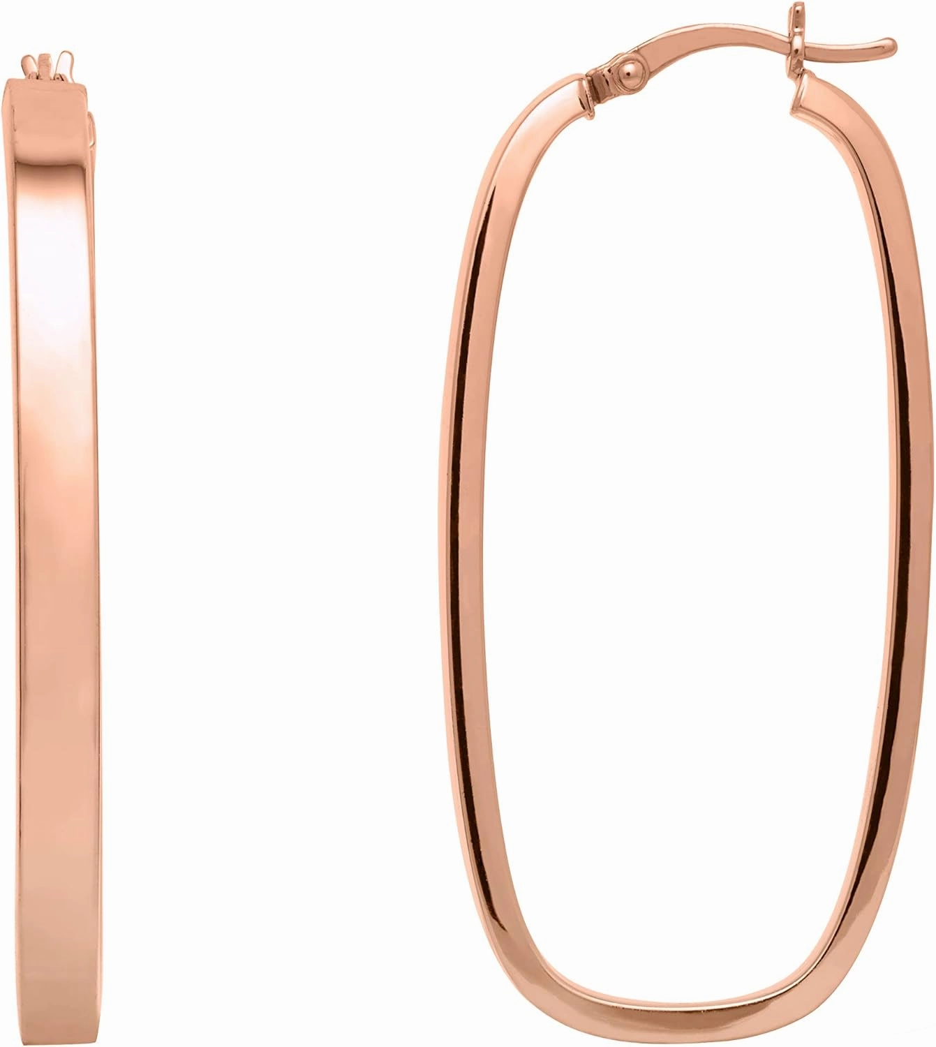 Ellen Tracy Sterling Silver Rectangular Square Hoop Earrings