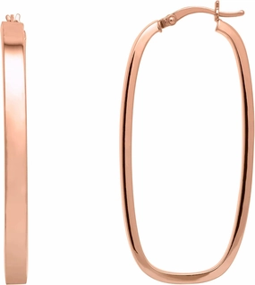 Ellen Tracy Sterling Silver Rectangular Square Hoop Earrings