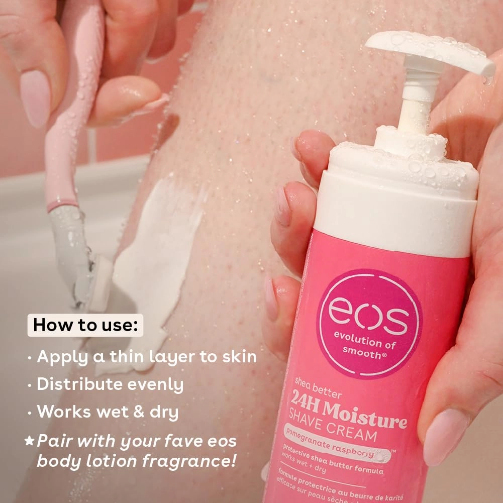 eos Shea Better Shaving Cream for Women Variety Pack - Pomegranate Raspberry   Pink Citrus, Shave Cream, Skin Care and Lotion with Shea Butter and Aloe, 24 Hour Hydration, 7 Fl Oz, Pack of 2