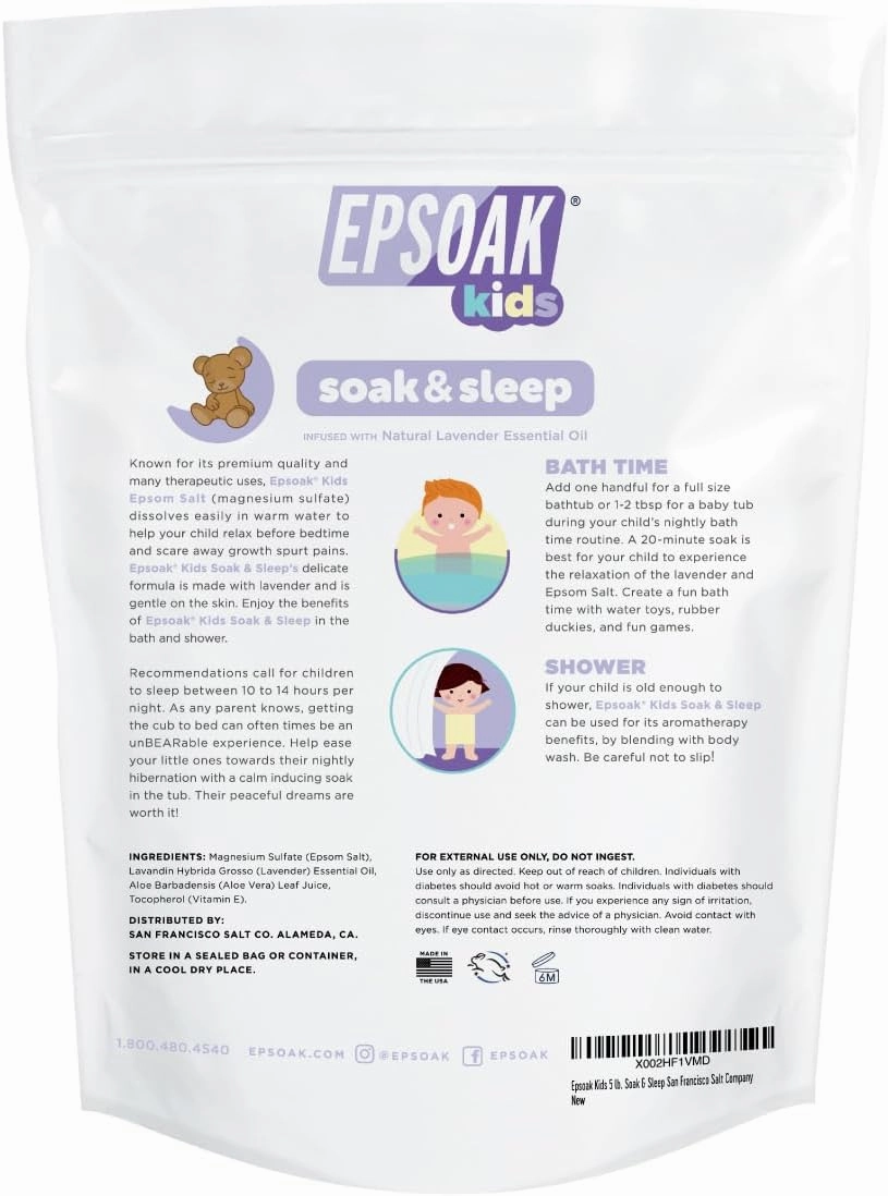 Epsoak Kids 5 lb. Bulk Bag Lavender Soak & Sleep Epsom Salt - San Francisco Salt Company