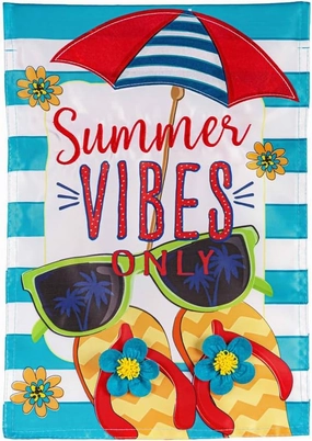 Evergreen Flag Summer Vibes Only Hello Summer Garden Flags 12x18 Double Sided for Outside, Outdoor Summer Decorations for Home