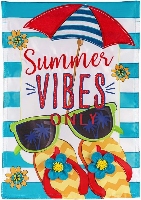 Evergreen Flag Summer Vibes Only Hello Summer Garden Flags 12x18 Double Sided for Outside, Outdoor Summer Decorations for Home