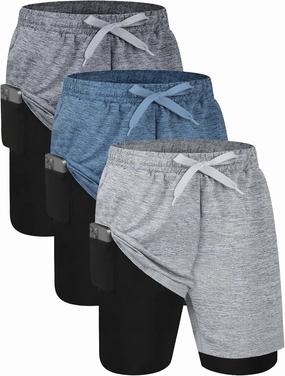 EXARUS Boys Athletic Shorts 4"/6" Quick Dry Lightweight Adjustable Elastic Waist Pockets Basketball Soccer Running