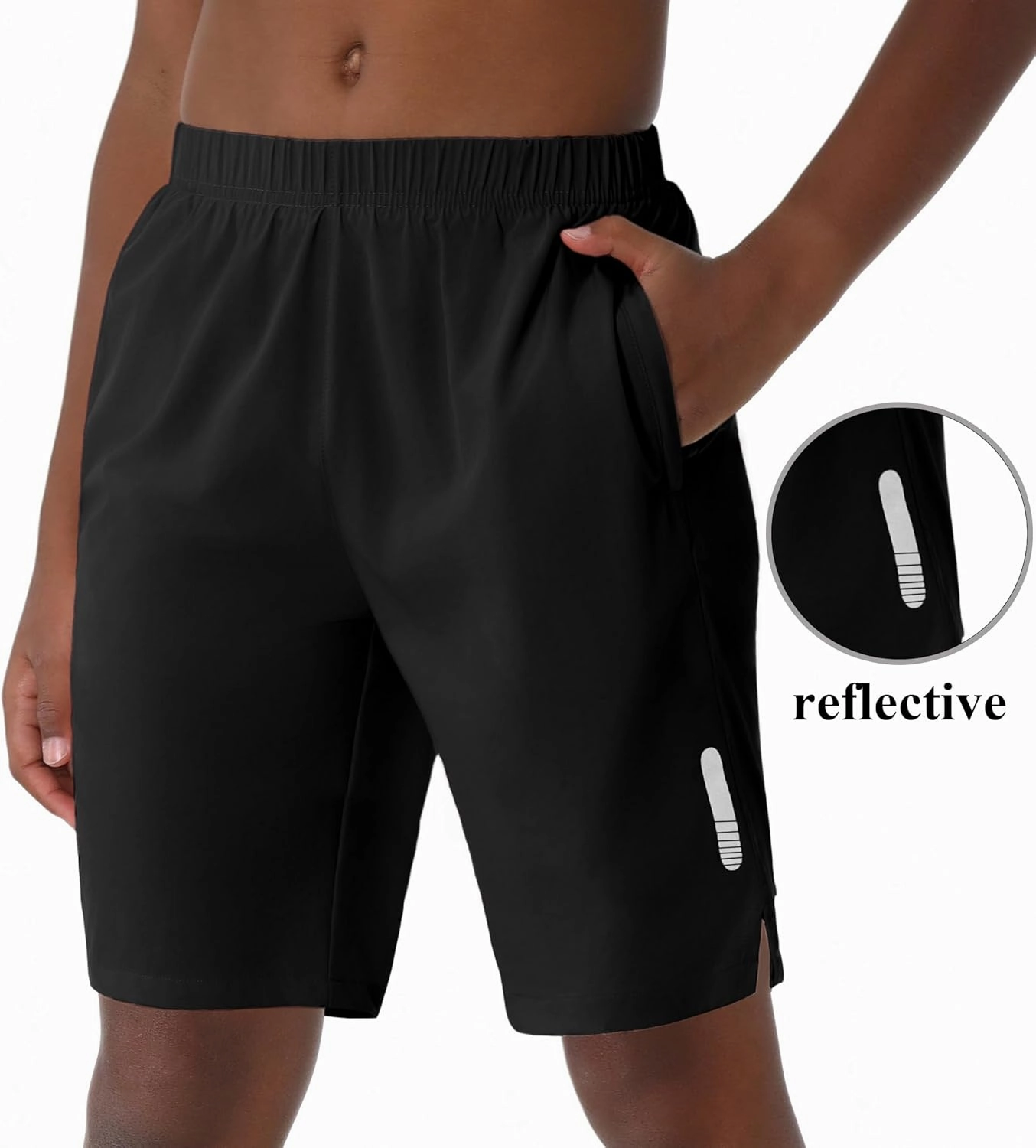 EXARUS Boys Athletic Shorts 4"/6" Quick Dry Lightweight Adjustable Elastic Waist Pockets Basketball Soccer Running