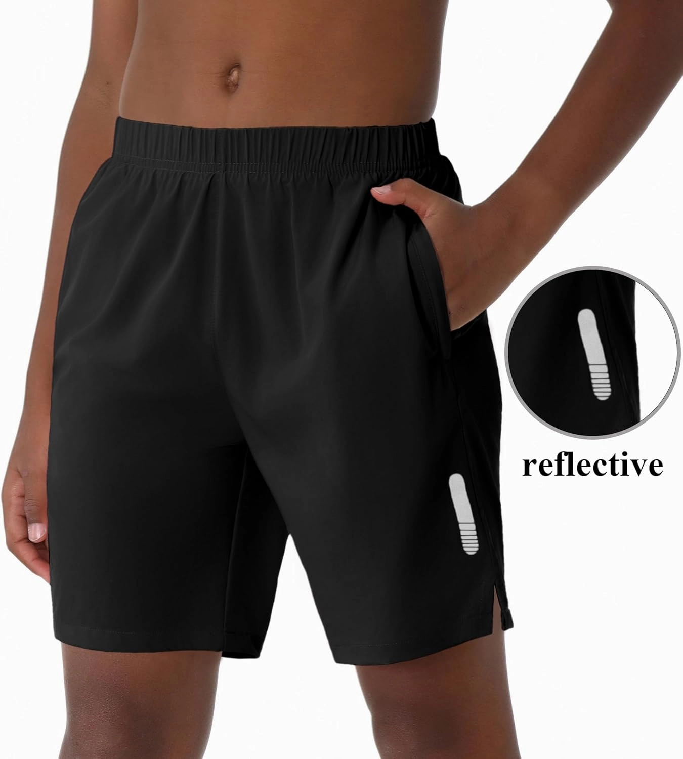 EXARUS Boys Athletic Shorts 4"/6" Quick Dry Lightweight Adjustable Elastic Waist Pockets Basketball Soccer Running