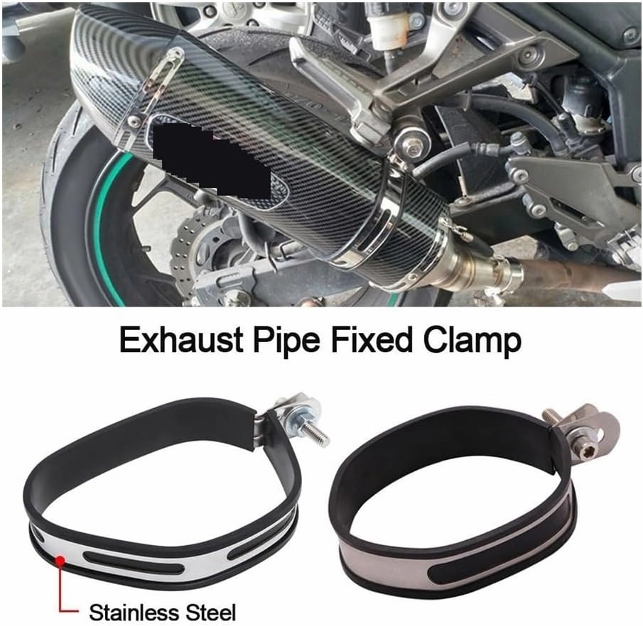 Exhaust Pipe Protector Cover for Yoshimura R77 Universal Motorcycle Exhaust Muffler Holder Clamp Fixed Ring Support Bracket Ring Round Stainless