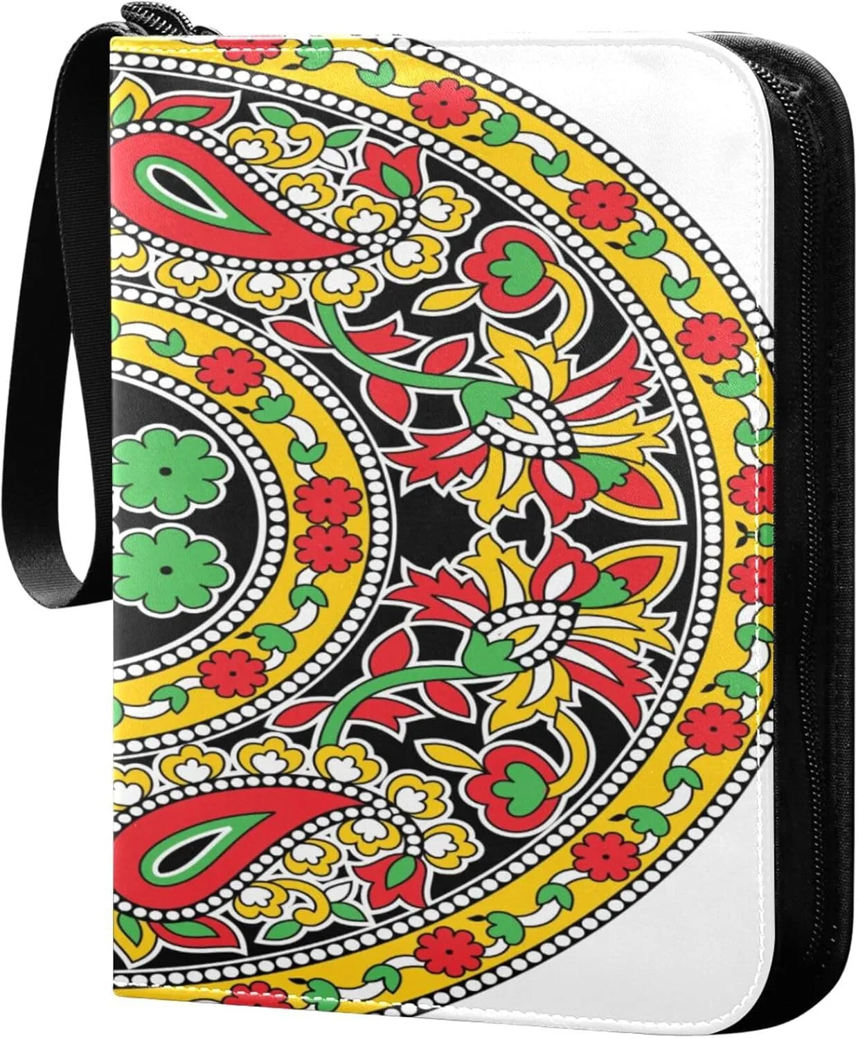 Exnundod 4 Pocket Trading Card Binder Colorful Paisley, PU Leather Card Collection Binder 400 Cards Organizer Binder Collectible Trading Card Albums for Sports Game Card