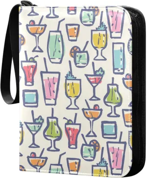 Exnundod Trading Card Binder for Cards Colorful Different Cocktails Card Album 4-Pockets 400 Cards Removable Sleeves PU Baseball Card Holder Football Sports Card Collection