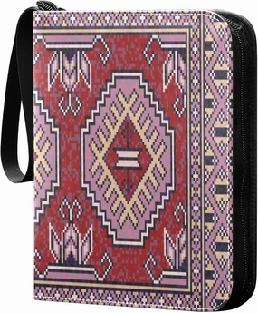 Exnundod Colorful Mosaic Bokhara Trading Card Binder for Cards, Traditional Folk Geometric Card Album 4-Pockets for 400 Cards with Removable Sleeves PU Baseball Card Holder Football Sports Card Colle