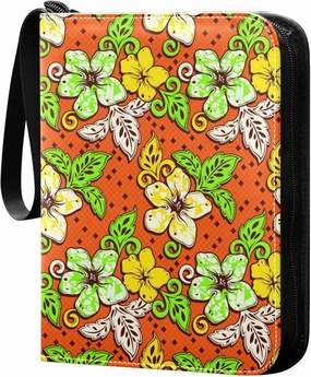Exnundod Embroidery Flower Africa Trading Card Binder for Cards, Colorful Floral Card Album 4-Pockets for 400 Cards with Removable Sleeves PU Baseball Card Holder Football Sports Card Collection