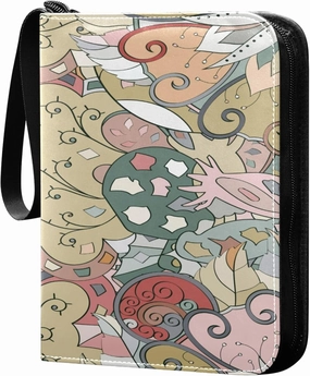 Exnundod Exotic Colorful Insects Trading Card Binder for Cards, Card Album 4-Pockets for 400 Cards with Removable Sleeves PU Baseball Card Holder Football Sports Card Collection