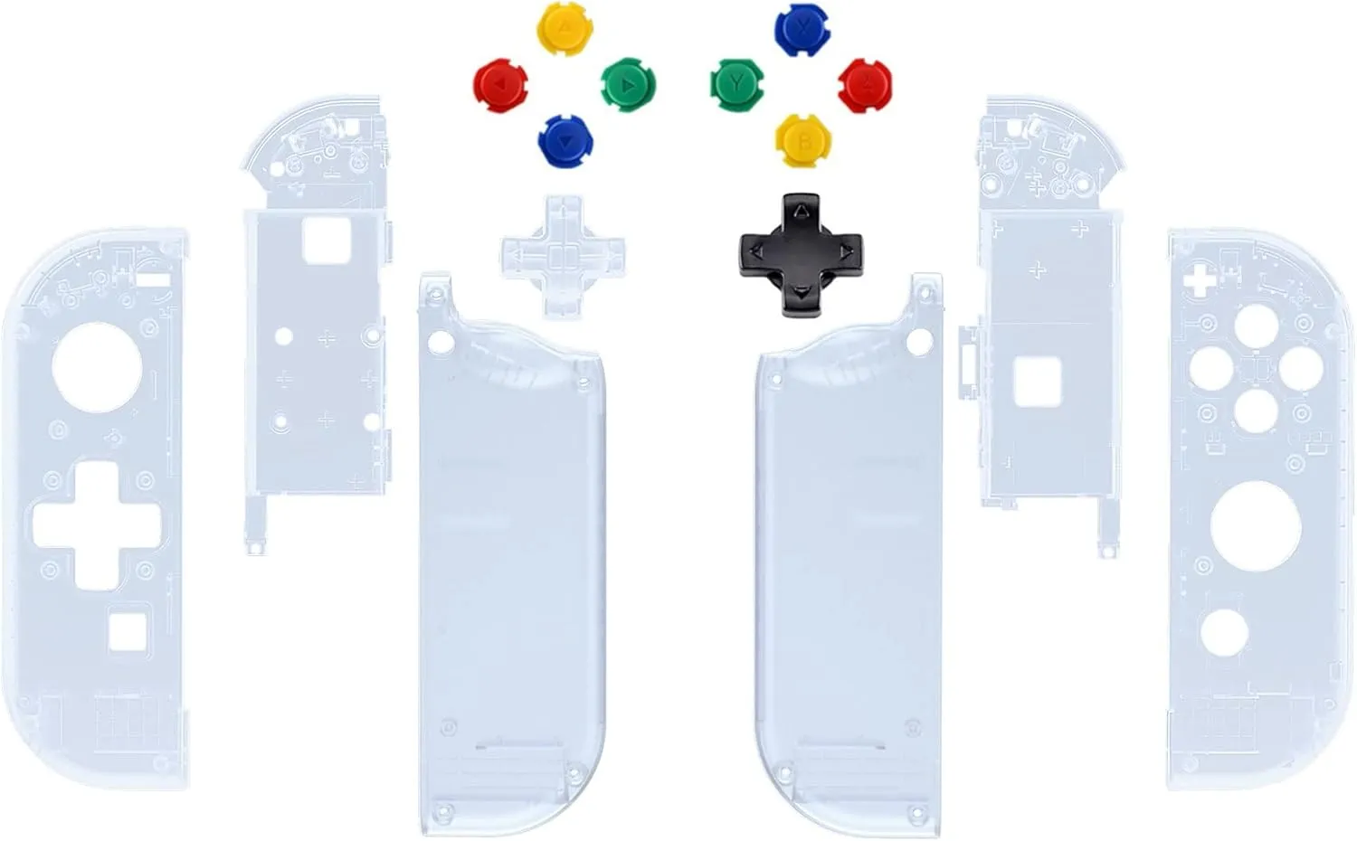 eXtremeRate Glacier Blue Joycon Handheld Controller Housing (D-Pad Version) with Colorful Buttons, DIY Replacement Shell Case for Nintendo Switch & Switch OLED Joy-Con – Console Shell NOT Included