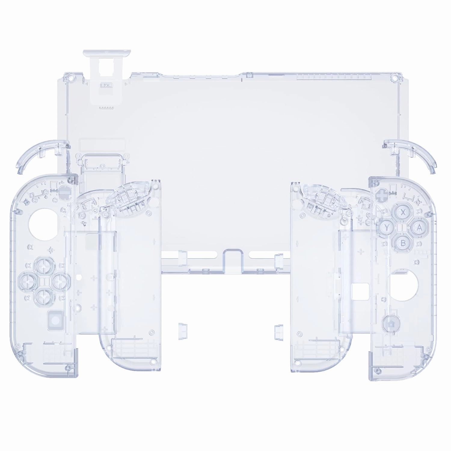 eXtremeRate DIY Replacement Shell Buttons for Nintendo Switch, Crystal Glacier Blue Custom Back Plate for Switch Console, Housing Case with Colorful Buttons for Joycon Handheld - No Controller