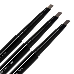 Eye Embrace Brown Gray Eyebrow Pencils: Luna, Isla, Flora 3-Pack Bundle - Waterproof, Double-Ended Automatic Angled Tip & Spoolie Brush, Cruelty-Free