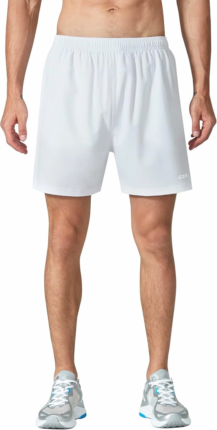 EZRUN Men's 5 Inches Running Workout Shorts Quick Dry Lightweight Athletic Shorts with Liner Zipper Pockets