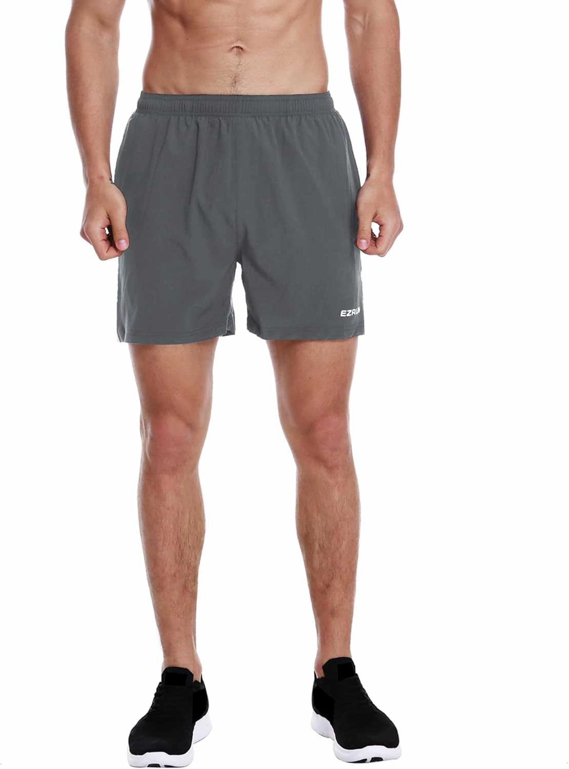 EZRUN Men's 5 Inches Running Workout Shorts Quick Dry Lightweight Athletic Shorts with Liner Zipper Pockets