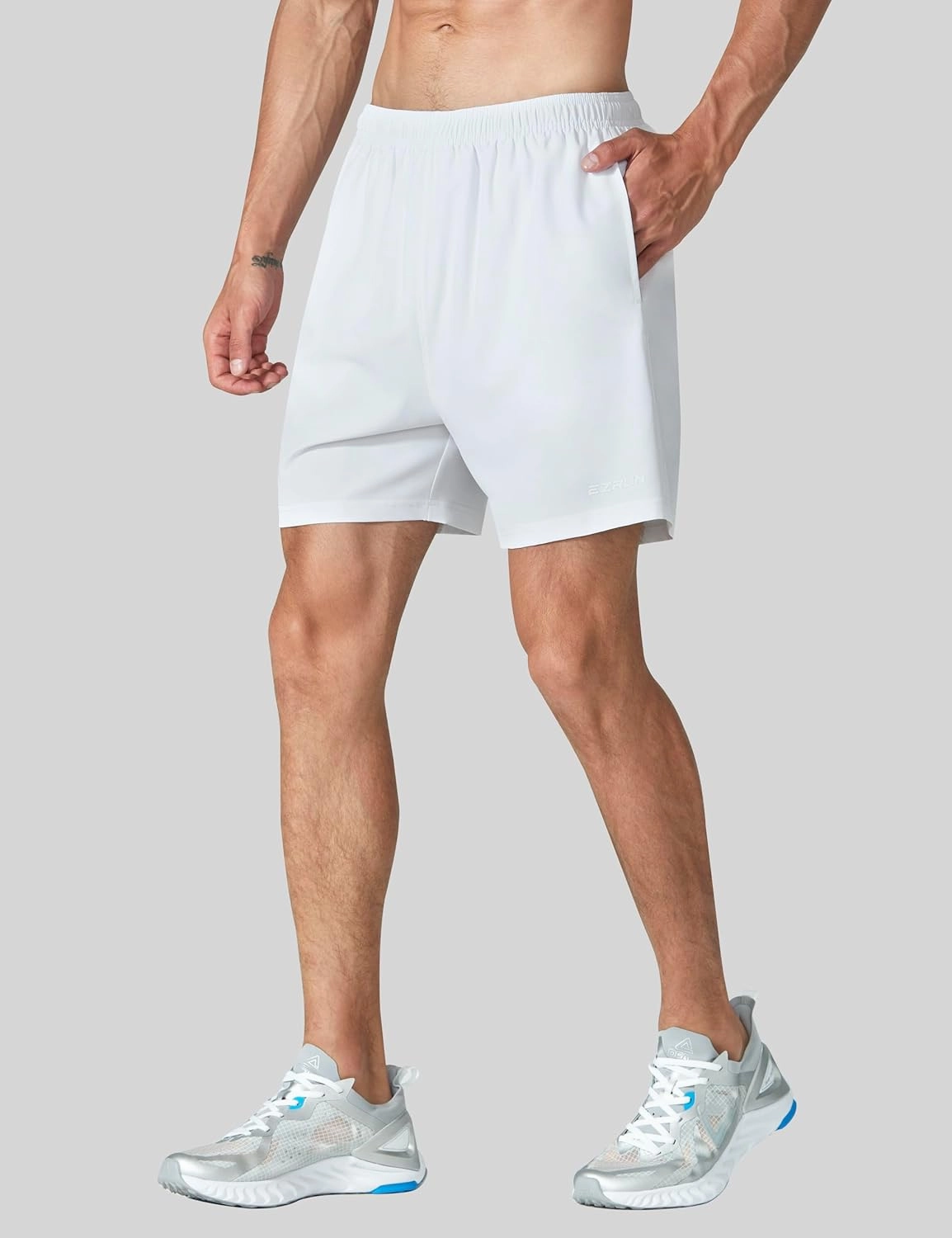 EZRUN Men's 5 Inches Running Workout Shorts Quick Dry Lightweight Athletic Shorts with Liner Zipper Pockets