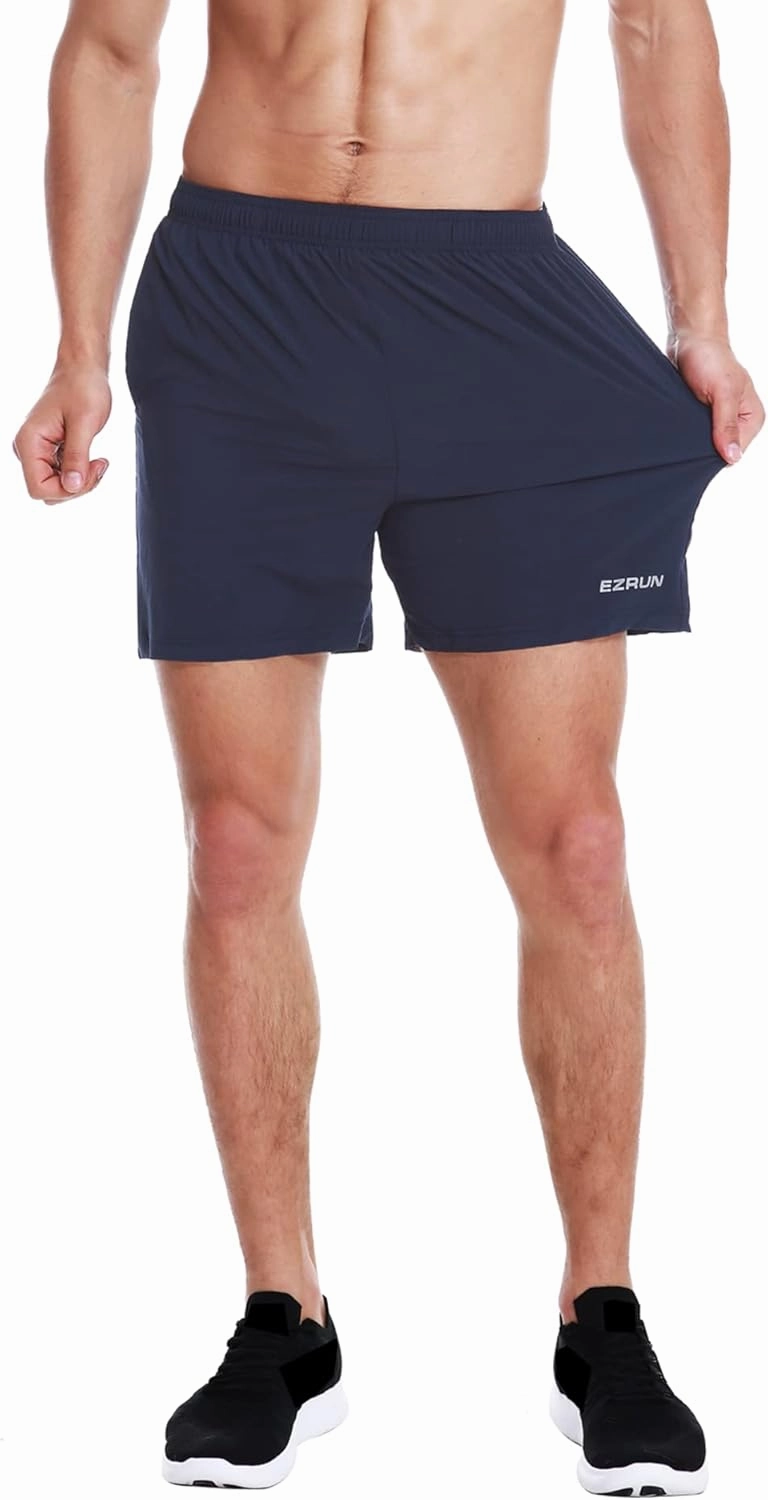 EZRUN Men's 5 Inches Running Workout Shorts Quick Dry Lightweight Athletic Shorts with Liner Zipper Pockets