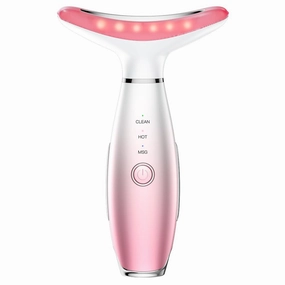 Facial Massager, 3 Modes Face Sculpting Tool, Vibrating Neck Face Massager with Thermals (Pink)