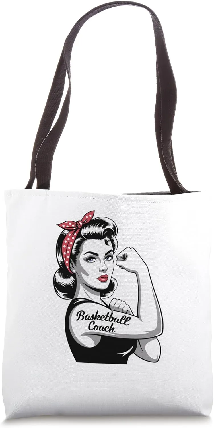 Female Basketball Coach Rosie Riveter Sports Coach Woman Tote Bag