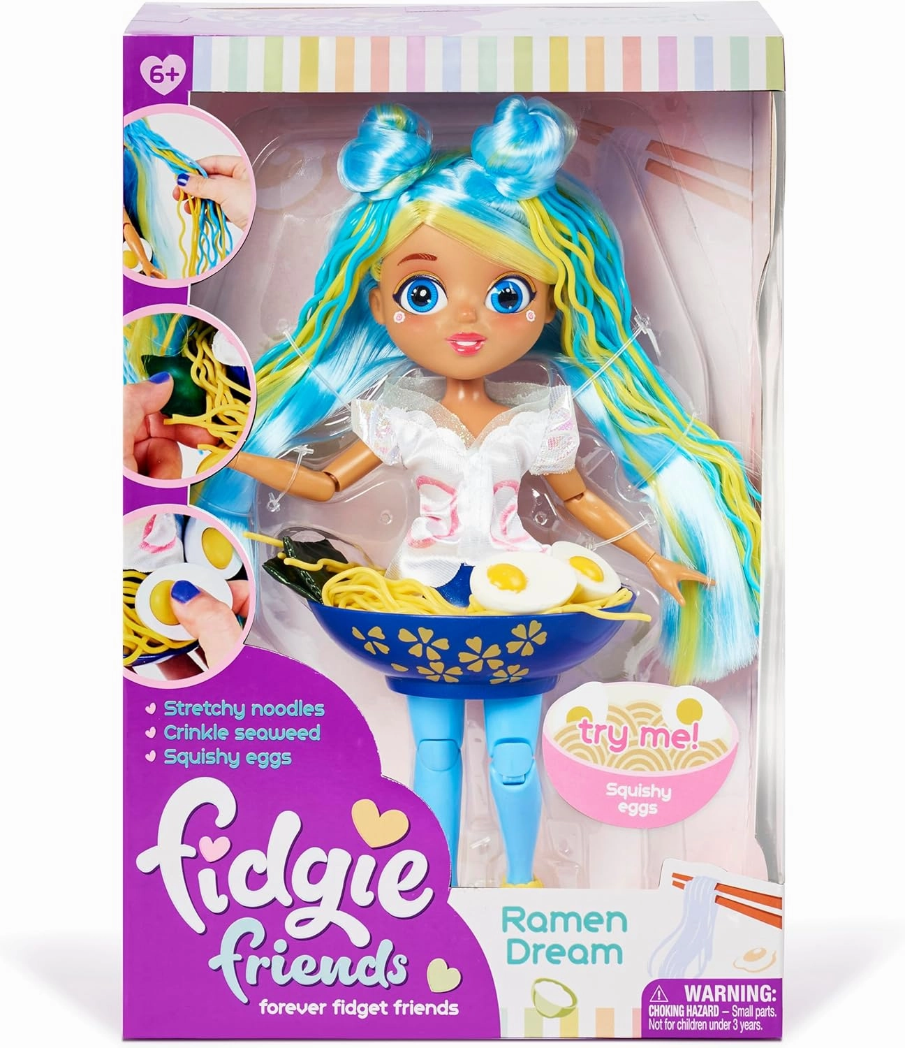 Fidgie Friends Ramen Dream, Fashion Doll, Push Pop Fidget Toy, Anxiety and Stress Relief for Kids
