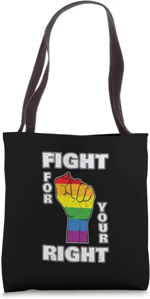 Fight For Your Right Rainbow Flag Fist Demo Demonstration Tote Bag