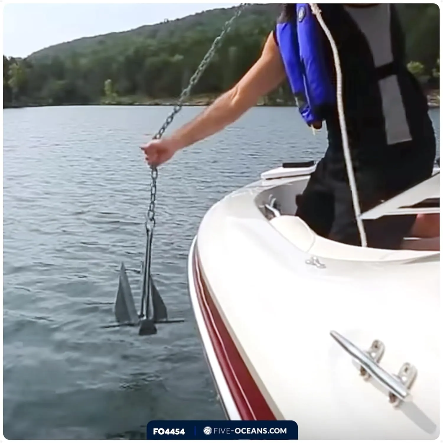 Five Oceans Fluke Boat Anchor, Galvanized Steel, Slip Ring, Heavy-Duty Boat Anchors for Kayak, Dinghy, Paddleboard, Canoe, Personal Watercraft - Multiple Sizes