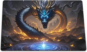 Flame Blue Spirit Dragon Playmat Trading Card Game mat TCG CCG Mat Free Bag