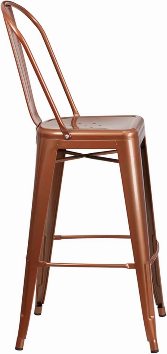 Flash Furniture Commercial Grade 30" High Copper Metal Indoor-Outdoor Barstool with Back