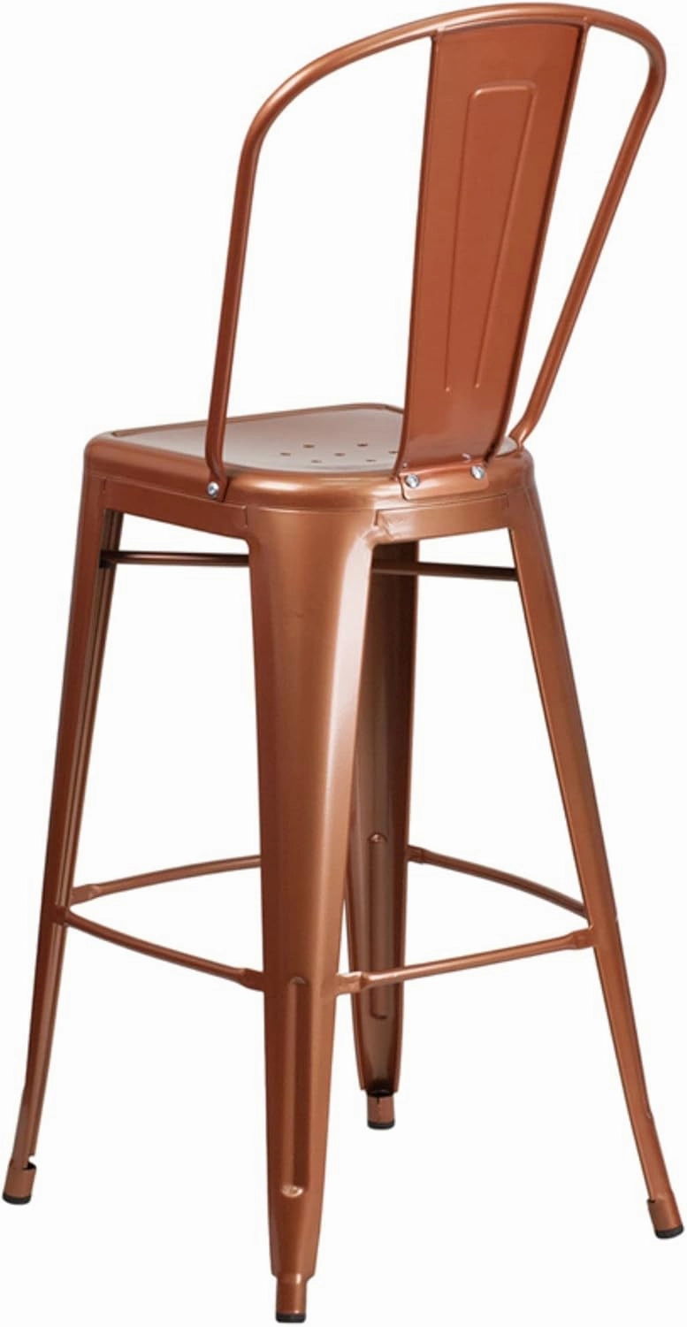 Flash Furniture Commercial Grade 30" High Copper Metal Indoor-Outdoor Barstool with Back