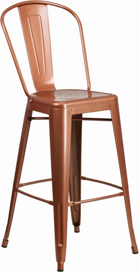 Flash Furniture Commercial Grade 30" High Copper Metal Indoor-Outdoor Barstool with Back