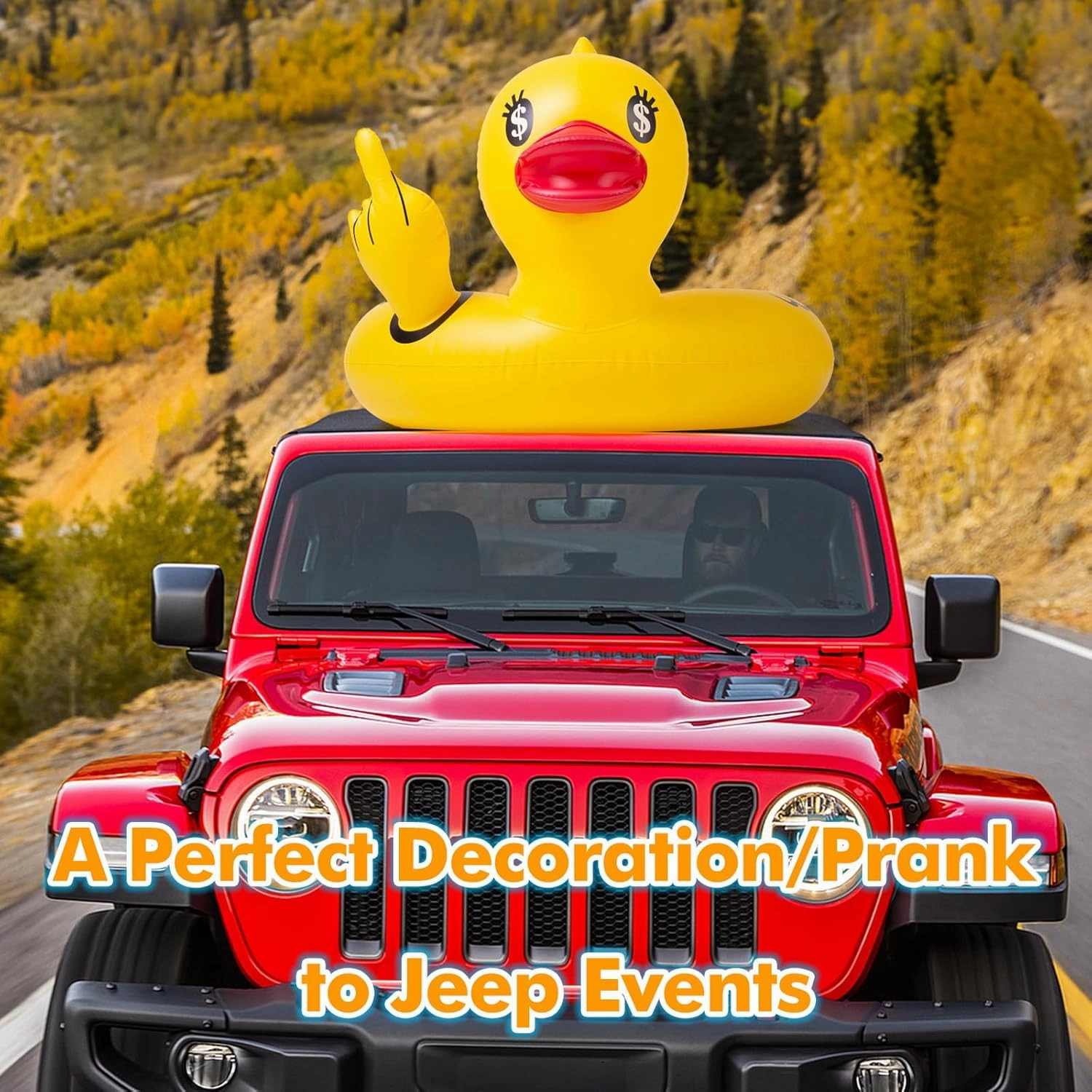 Float Joy Funny Pool Floats Adult Large Rubber Ducks for Jeeps Inflatable Duck Pool Float Giant Jeep Ducks for Ducking Big Rubber Duck Blow Up Duck Floaties Pool Toys
