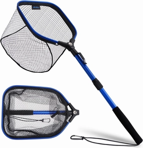 Floating Fishing Net Fish Landing Net, Fishing Nets for Fish, Kayak Fishing Net with Third-gen Upgrade Locking Switch - Lightweight Rubber Coated Fish Net for Easy Catch & Release