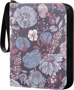 Floral-vintage-colorful-print 400 Pocket Card Collection Binder, PU Waterproof Wear-resistant Trading Card Binder with Zip for Collectible Boys Girls Game Sports Cards MTG TCG, GTJRSJTY35868