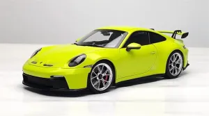 FloZ for NOREV for Porsche New for 911 for 992 for GT3 2021 Fluorescent Green with Tail fin 1:18 Car Pre-Built Model