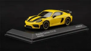 FloZ for Tarmac Works x MINICHAMPS for Porsche for Cayman for GT4 for RS Racing Yellow 1:64 Car Pre-Built Model