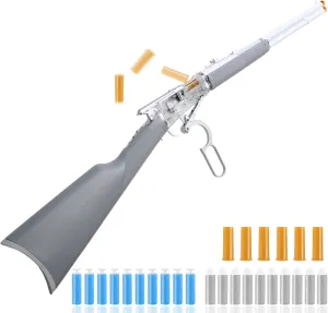 Foam Dart Blaster with Shell Ejection Soft Foam Blaster 38inch Toy Blaster with 6pcs Shells,20pcs Soft Foam Darts for Kids Teens Outdoor Games (Gray)