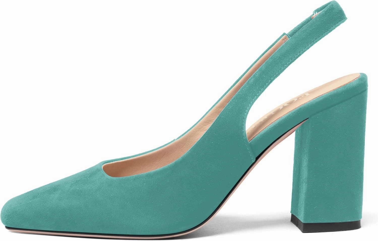 FOGEENA Womens Fashion Slingback Sexy Wedding Suede Leather Square Toe Comfortable Block High Heel Pumps Dress Shoes 3.5 Inch