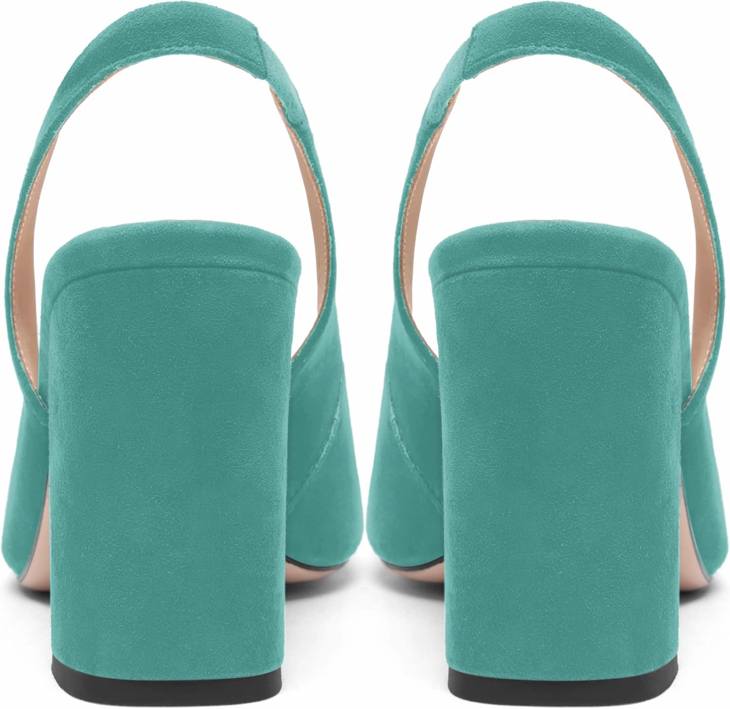 FOGEENA Womens Fashion Slingback Sexy Wedding Suede Leather Square Toe Comfortable Block High Heel Pumps Dress Shoes 3.5 Inch