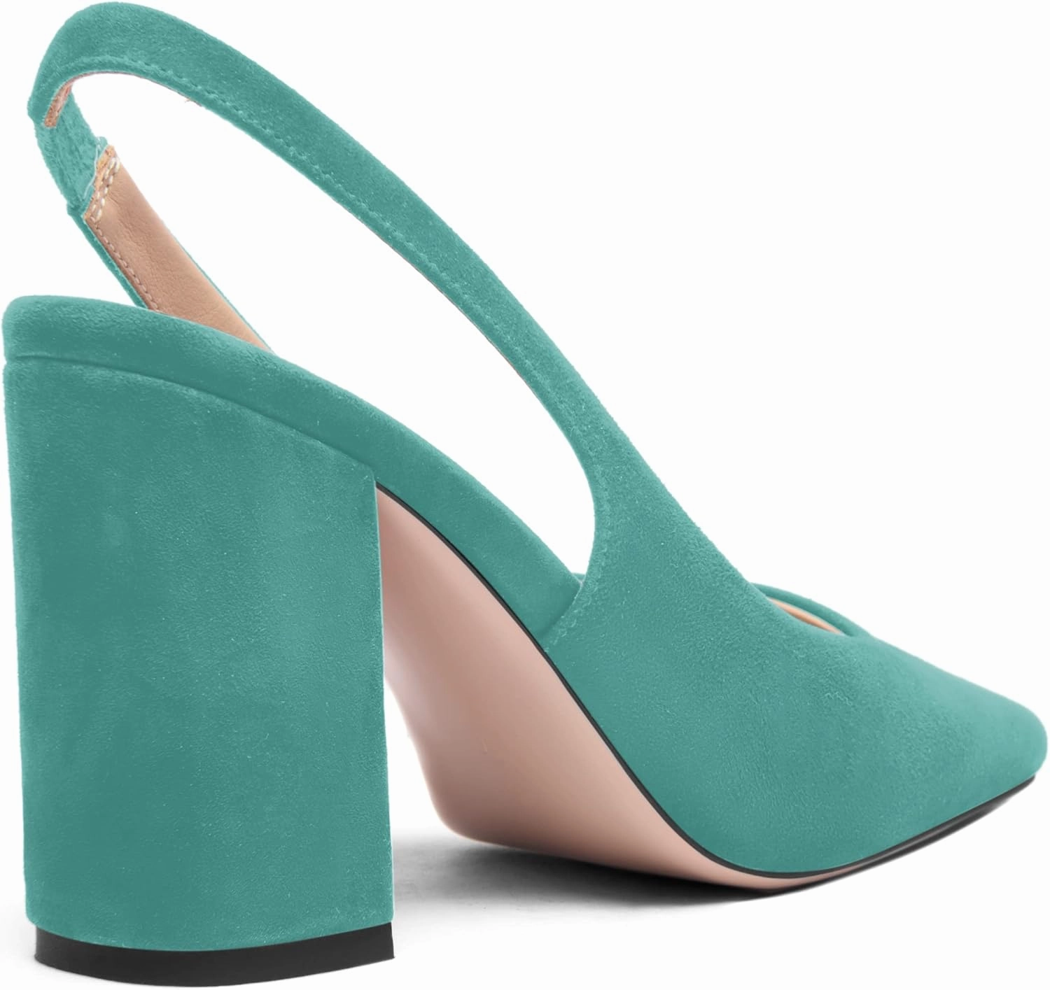 FOGEENA Womens Fashion Slingback Sexy Wedding Suede Leather Square Toe Comfortable Block High Heel Pumps Dress Shoes 3.5 Inch
