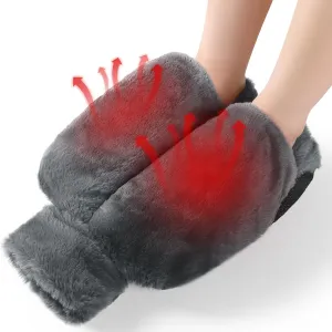 Foot Warmer,2L Heated Feet Warmer with Removeable & Washable Plush Cover Warm in Winter,Heated Feet Warmers for Feet Pain Relief,Natural Rubber for Women and Men,Size 35 to 45 (Dark Grey)