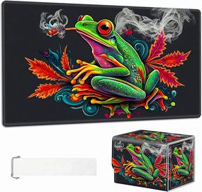 for Mtg Deck Box & Mtg Playmat, Colorful Green Tree Frog Versatile Trading Card Storage Box Solution and Card Sleeves, Keep Your Cards Organized and Protected