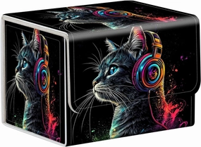 for MTG Deck Box,Store and Protect for Mtg Commander Decks and Cards with this Durable Card Storage Box,Designed Specifically for Mtg Players, Cat with Colorful Headphones