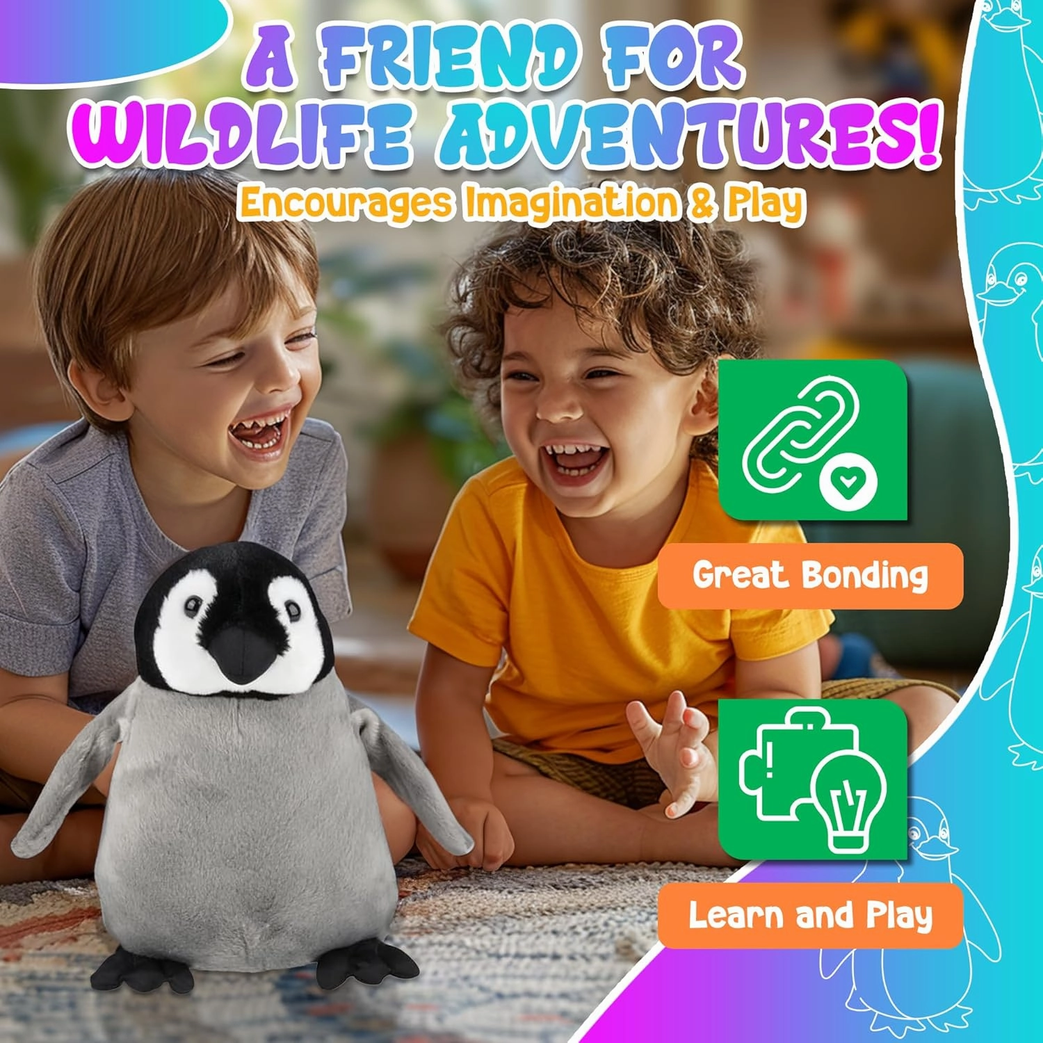 Forest & Twelfth 10" Stuffed Baby Penguin Plush, Majestic Animal Collection Stuffed Animal, Premium Materials, Best Gift for Kids Age 3 , Nursery and Room Decor (10" Baby Penguin)